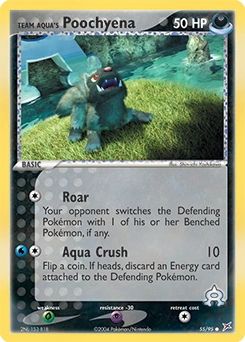 Team Aqua's Poochyena Pokémon card, number 55