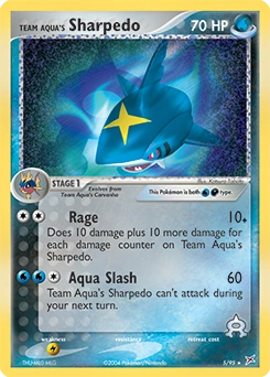 Team Aqua's Sharpedo Pokémon card, number 5