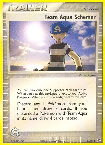 Team Aqua Schemer Pokémon card from Team Magma vs Team Aqua, number 69 (Standard print)