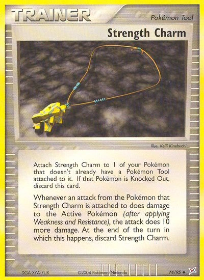 Strength Charm Pokémon card from Team Magma vs Team Aqua, number 74 (Standard print)