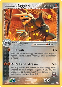 Team Magma's Aggron Pokémon card, number 7