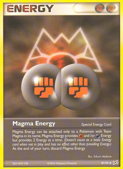 Magma Energy Pokémon card from Team Magma vs Team Aqua, number 87 (Standard print)