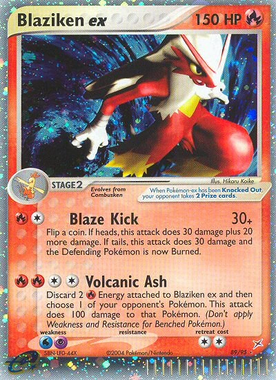 Blaziken ex Pokémon card from Team Magma vs Team Aqua, number 89 (Holo print)