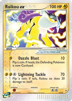 Raikou ex Pokémon card, number 92