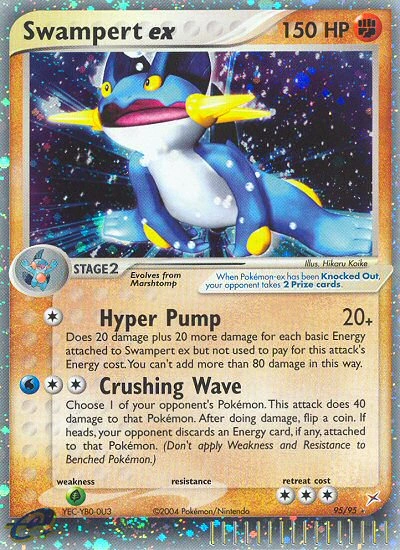 Swampert ex Pokémon card from Team Magma vs Team Aqua, number 95 (Holo print)
