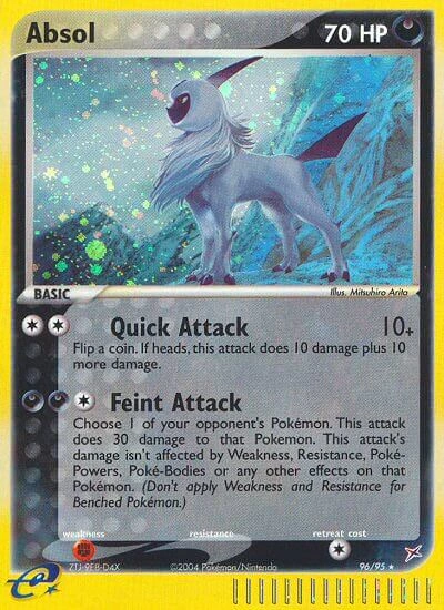 Absol Pokémon card from Team Magma vs Team Aqua, number 96 (Holo print)