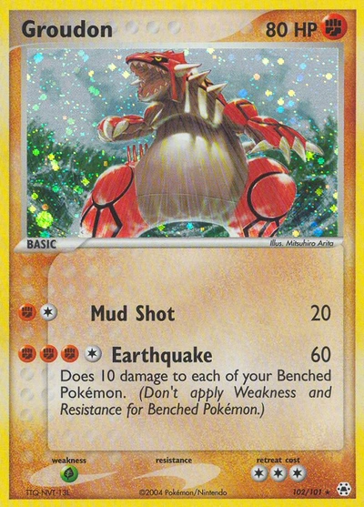 Groudon Pokémon card, number 102