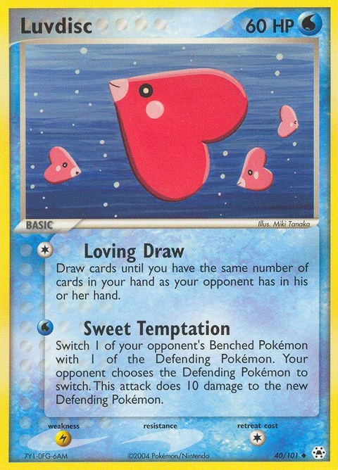 Luvdisc Pokémon card from Hidden Legends, number 40 (Standard print)