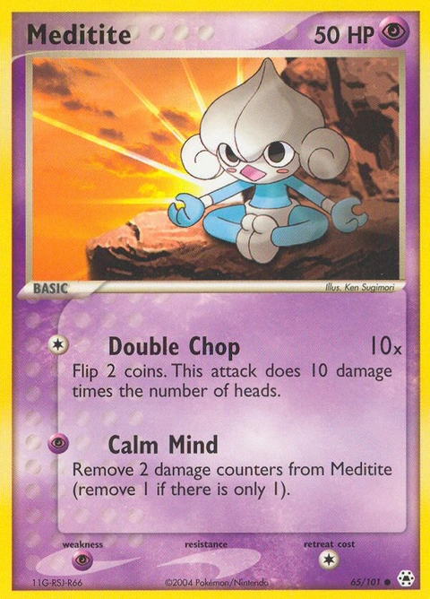 Meditite Pokémon card from Hidden Legends, number 65 (Standard print)