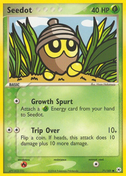 Seedot Pokémon card from Hidden Legends, number 71 (Standard print)