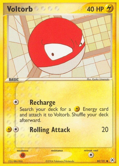 Voltorb Pokémon card from Hidden Legends, number 80 (Standard print)