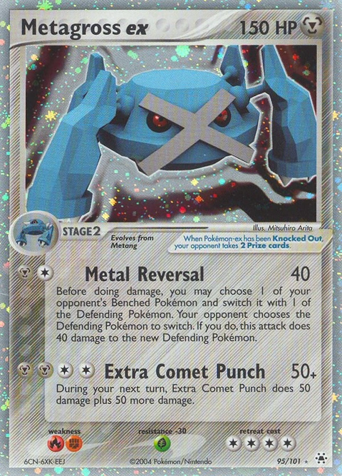 Metagross ex Pokémon card from Hidden Legends, number 95 (Holo print)