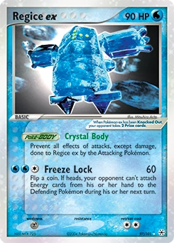 Regice ex Pokémon card, number 97
