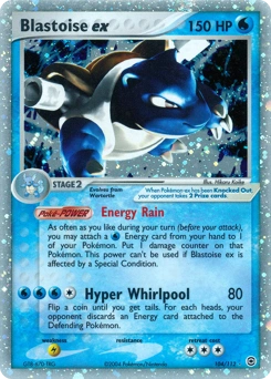 Blastoise ex Pokémon card, number 104