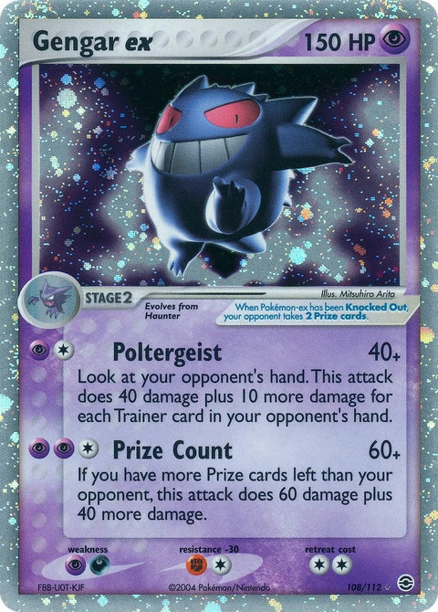 Gengar ex Pokémon card from FireRed & LeafGreen, number 108 (Holo print)
