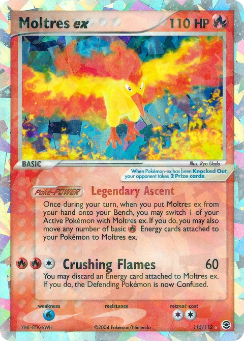 Moltres ex Pokémon card from FireRed & LeafGreen, number 115 (Holo print)