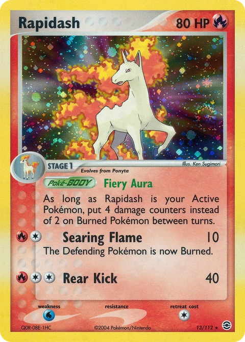 Rapidash Pokémon card from FireRed & LeafGreen, number 13 (Holo print)