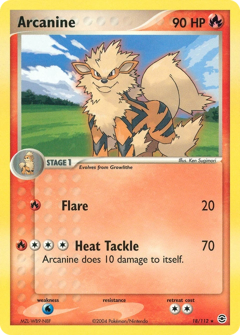 Arcanine Pokémon card from FireRed & LeafGreen, number 18 (Standard print)