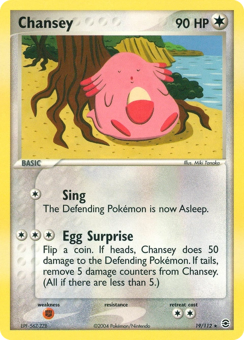 Chansey Pokémon card from FireRed & LeafGreen, number 19 (Standard print)