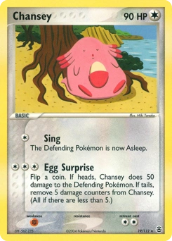 Chansey Pokémon card, number 19