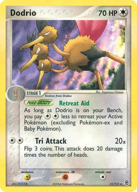 Dodrio Pokémon card from FireRed & LeafGreen, number 21 (Standard print)