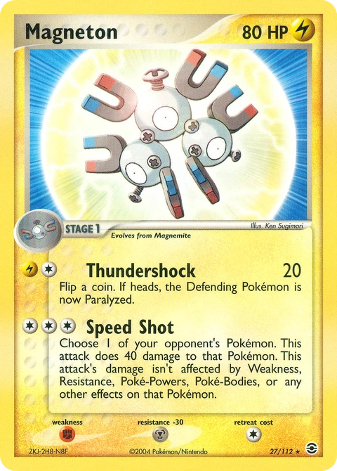 Magneton Pokémon card from FireRed & LeafGreen, number 27 (Standard print)