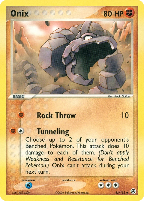 Onix Pokémon card from FireRed & LeafGreen, number 42 (Standard print)