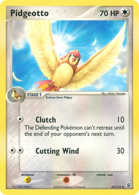 Pidgeotto Pokémon card from FireRed & LeafGreen, number 45 (Standard print)