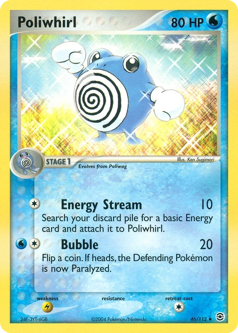 Poliwhirl Pokémon card from FireRed & LeafGreen, number 46 (Standard print)