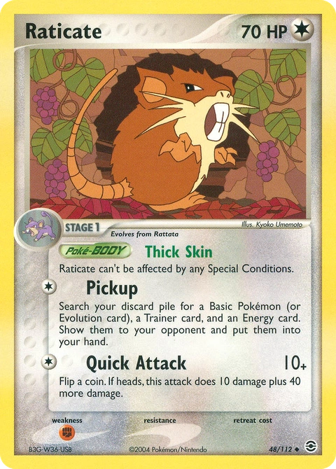 Raticate Pokémon card from FireRed & LeafGreen, number 48 (Standard print)