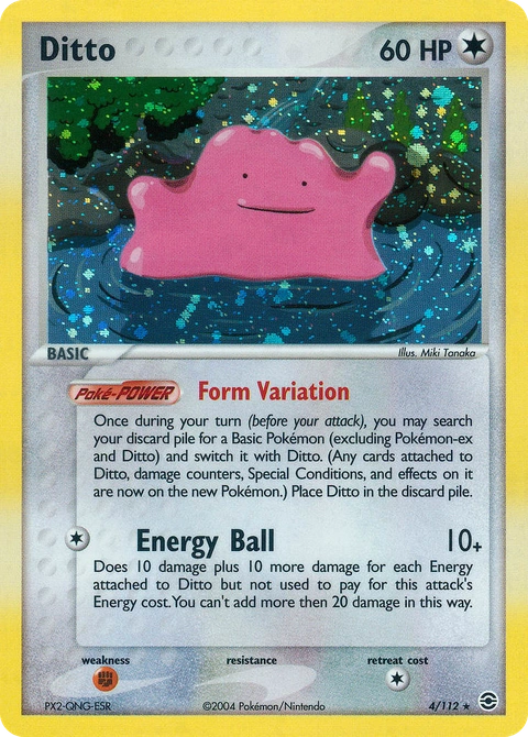 Ditto Pokémon card from FireRed & LeafGreen, number 4 (Holo print)