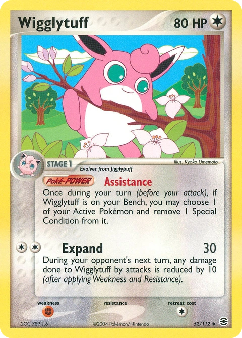 Wigglytuff Pokémon card from FireRed & LeafGreen, number 52 (Standard print)