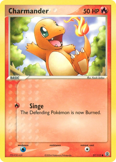 Charmander Pokémon card from FireRed & LeafGreen, number 57 (Standard print)