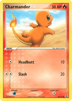 Charmander Pokémon card, number 58