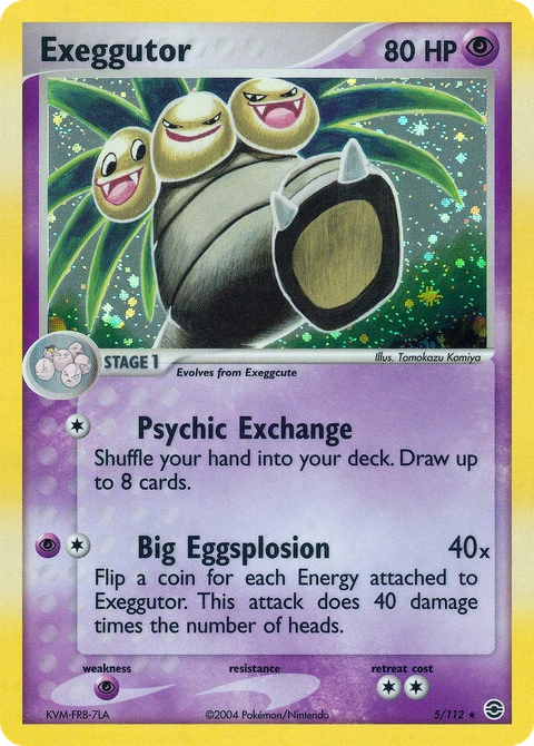 Exeggutor Pokémon card from FireRed & LeafGreen, number 5 (Holo print)