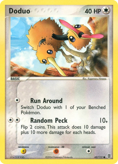 Doduo Pokémon card from FireRed & LeafGreen, number 62 (Standard print)
