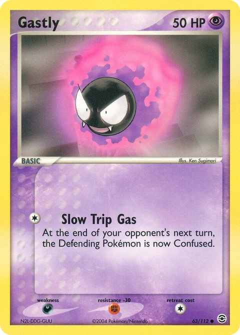 Gastly Pokémon card from FireRed & LeafGreen, number 63 (Standard print)