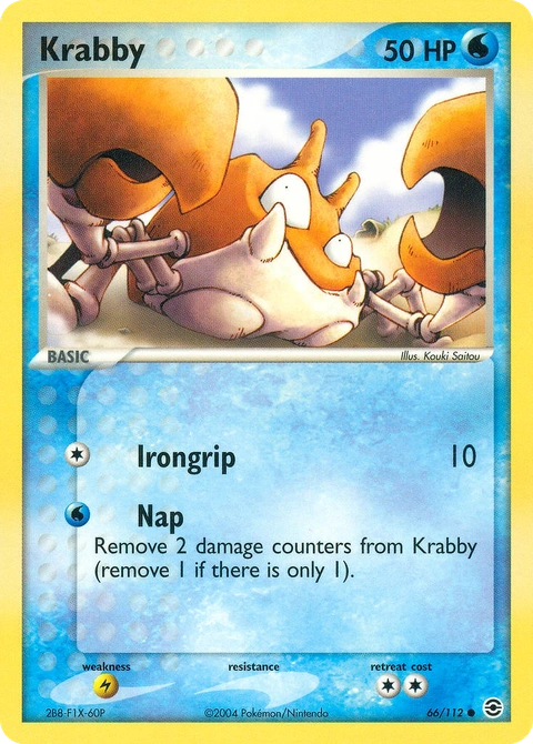 Krabby Pokémon card from FireRed & LeafGreen, number 66 (Standard print)