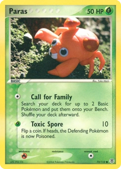 Paras Pokémon card, number 72