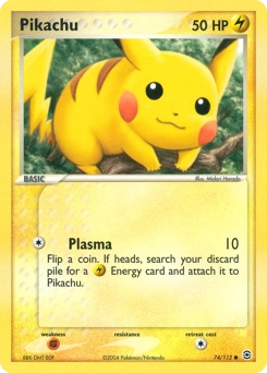 Pikachu Pokémon card, number 74