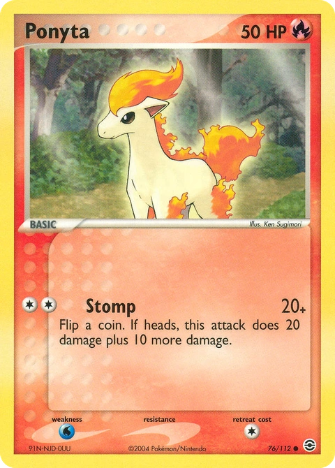 Ponyta Pokémon card from FireRed & LeafGreen, number 76 (Standard print)