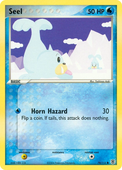 Seel Pokémon card from FireRed & LeafGreen, number 78 (Standard print)