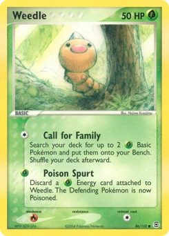 Weedle Pokémon card, number 86