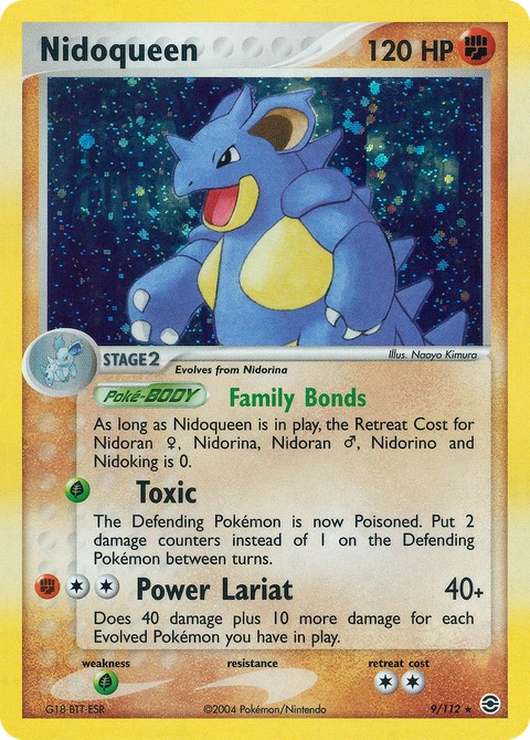 Nidoqueen Pokémon card from FireRed & LeafGreen, number 9 (Holo print)