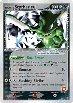Rocket's Scyther ex Pokémon card, number 102