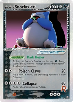 Rocket's Snorlax ex Pokémon card, number 104
