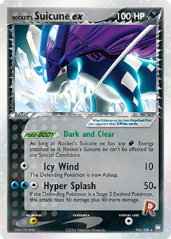 Rocket's Suicune ex Pokémon card, number 105