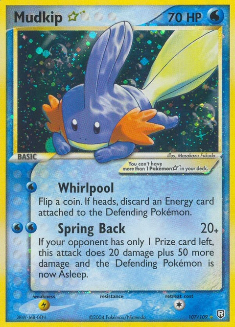 Mudkip ★ Pokémon card from Team Rocket Returns, number 107 (Holo print)