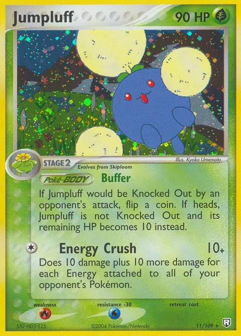 Jumpluff Pokémon card from Team Rocket Returns, number 11 (Holo print)