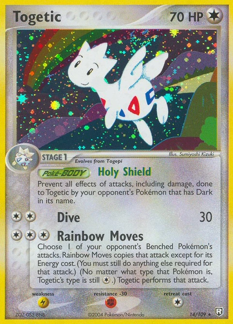 Togetic Pokémon card from Team Rocket Returns, number 14 (Holo print)